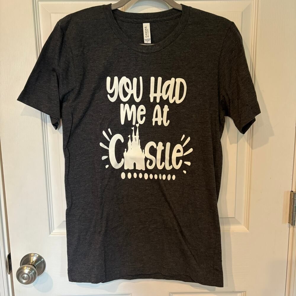 You Had Me at Castle Disney Tee Gray Small